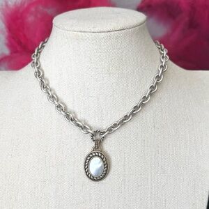 Anne Klein Silver and Shell Pendant Necklace